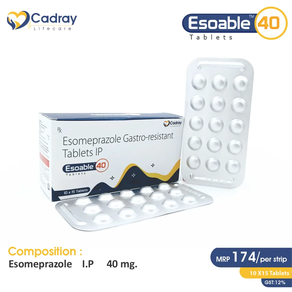 Esomeprazole 40mg Tablet at Best Price in PCD Pharma Franchise for Gastrointestinal and Acid Reduction Treatments.